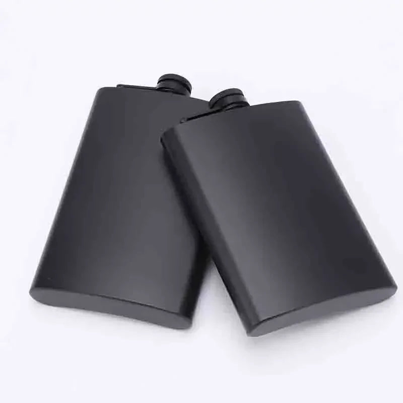 304 SS Portable Hip Flask – Black Whiskey, Vodka, Wine Bottle (6-12oz), Outdoor Bar Party Drinking Utensil