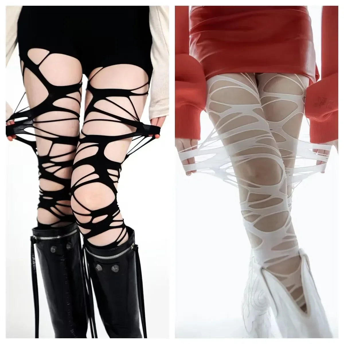 Fashion Punk Spider Web Tights – Sexy Lolita Gothic Black Mesh Stockings for Women Y2K Style
