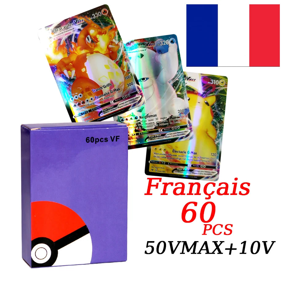 French VMAX V EX GX MEGA Trading Cards - Collectible Battle Trainer Cards and Christmas Gift Set