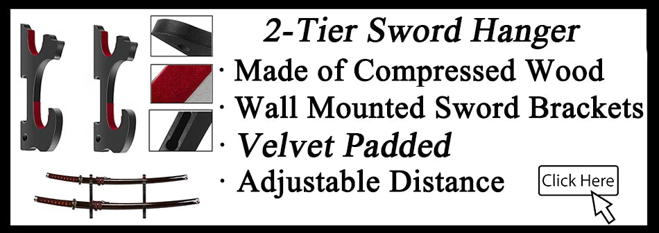 Large Wooden Sword Display Stand - 1/2 Layer Rack for Katana, Wakizashi, Tanto & Wand