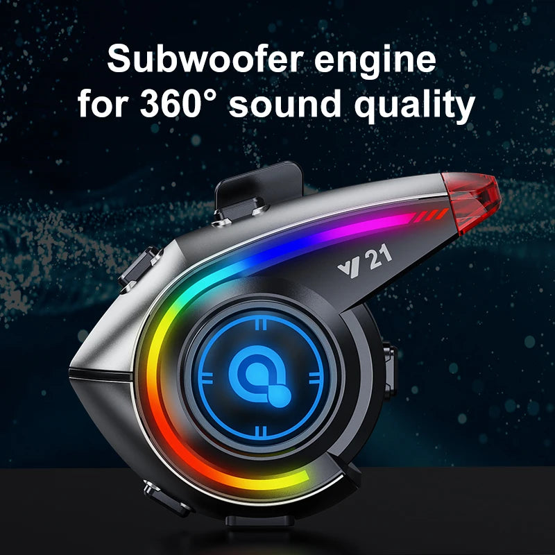 KEBIDUMEI Y21 Motorcycle Helmet Bluetooth Headset — Earphone Music Player with FM Radio & SOS Warning Light