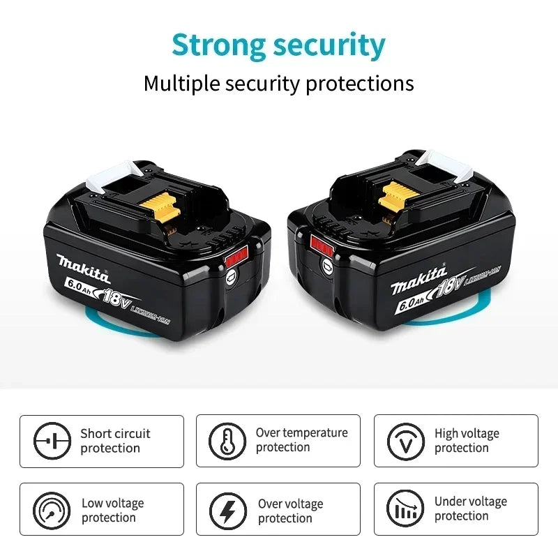 Genuine Makita 6AH BL1860 18V Li-Ion Battery — Replacement for BL1850 & BL1840, Compatible with 18V Screwdrivers, BMS TPCELL
