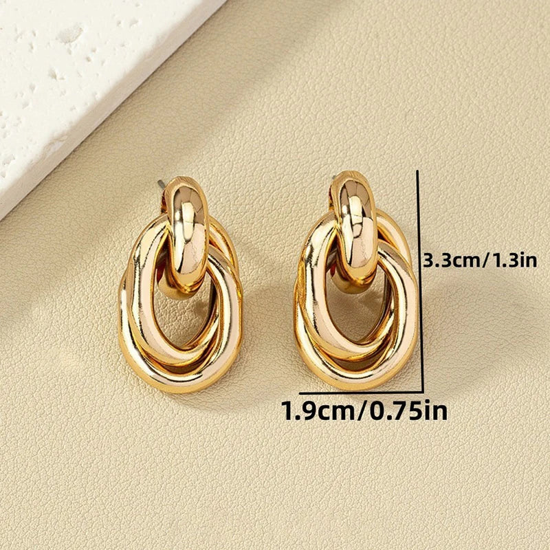 Gold & Silver Knot Hoop Earrings – Trendy Shiny Eardrop Jewelry for Women