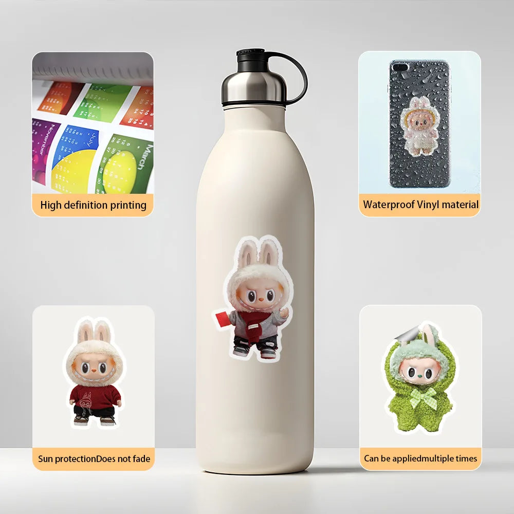 50pcs Cute Labubu Doll Graffiti Stickers 4x7cm – Skateboard, Suitcase, Guitar Decor Party Favor Gift for Kids   2/2