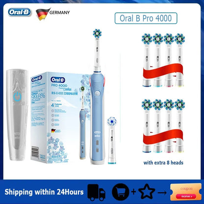 Oral-B Pro 4000 Electric Toothbrush – 3D Action Daily Clean with Pressure Sensor, 4 Modes, Gum Care, Waterproof & Rechargeable