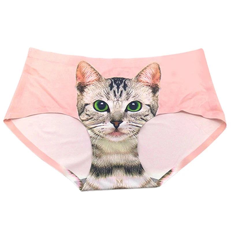 Women's Cat Print Briefs - Cute Meow Star Pattern Casual Underwear