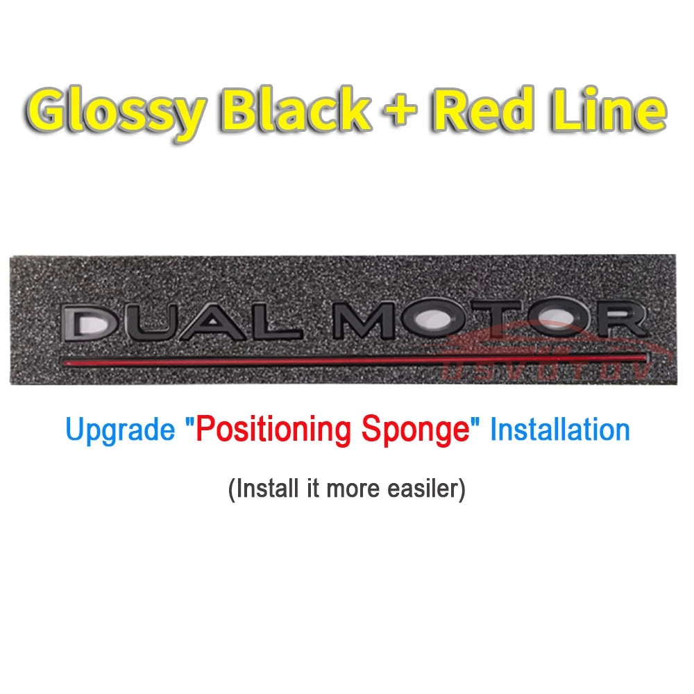 DUAL MOTOR Emblem for Tesla Model 3/Y/X/S — Chrome & Black/Red Trunk Badge Sticker, Car Styling