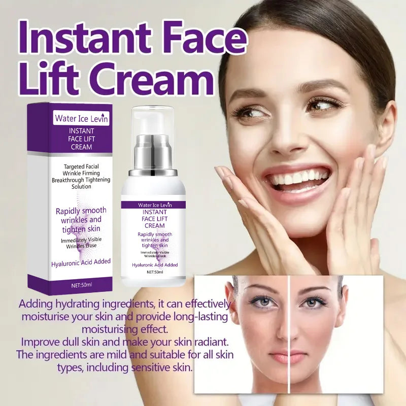 Hyaluronic Acid Instant Face Lift Cream – Anti Wrinkle Firming Skin Tightening Moisturizer for Youthful Glow