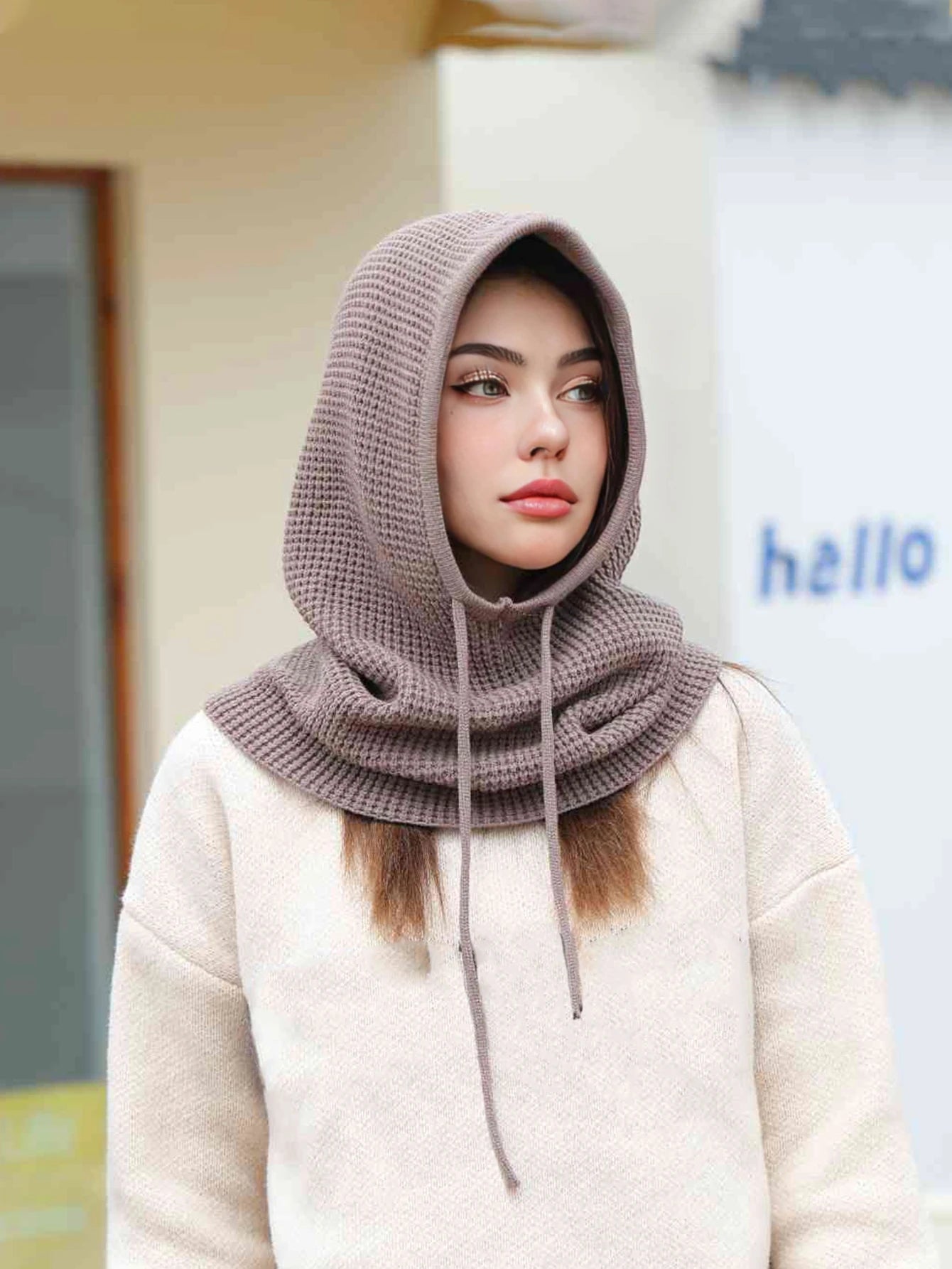 Women’s Winter Beanie Hat with Knit Balaclava – Neck Warmer & Ski Snow Scarf