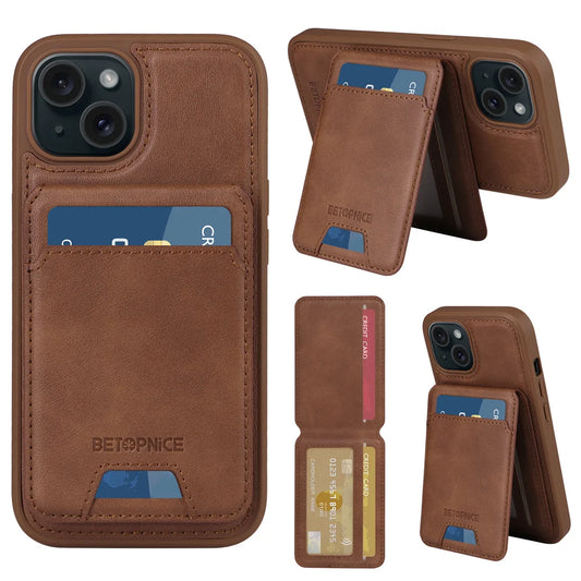 BETOPNICE 2-in-1 Magnetic Leather Wallet Case – Detachable Card Holder for iPhone 11 to 16 Pro Max & 16 Plus