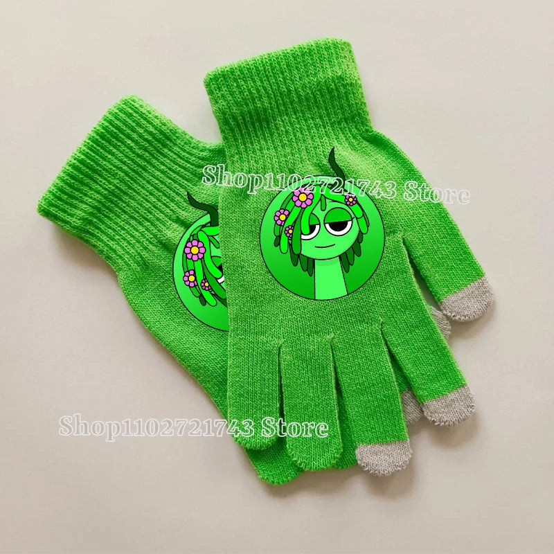 Sprunki Knitted Gloves for Kids - Cute Cartoon Touchscreen Winter Warm Mittens for Boys & Girls