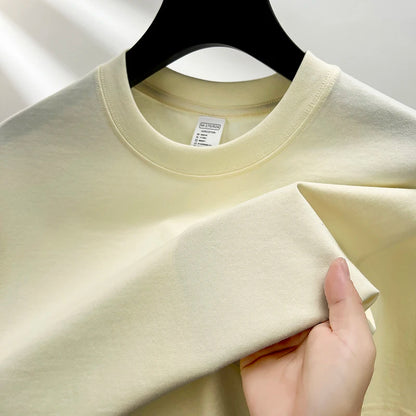100% Pure Cotton Men’s Summer T-Shirt – High-End Short Sleeve Round Neck Breathable Fashion Top