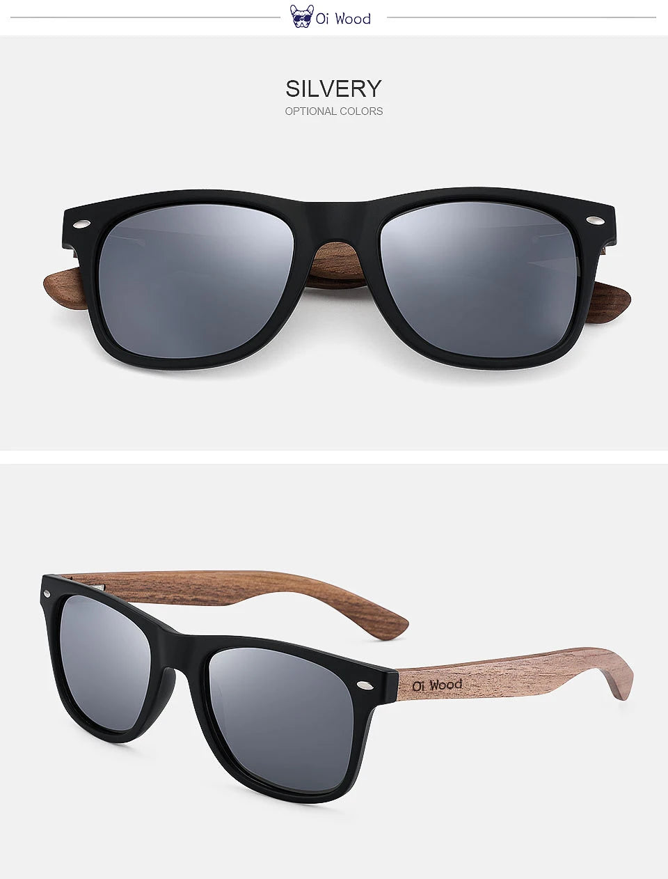 Oi Wood Natural Wooden Polarized Sunglasses for Men – Fashion Sun Glasses with TR90 Frames