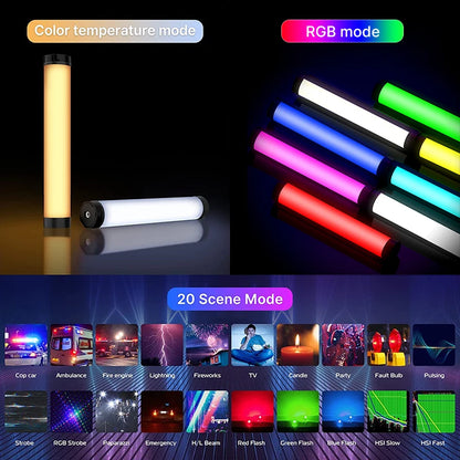 Ulanzi VL110 24CM RGB LED Light Wand – 2500K-9000K Handheld Magnetic Video Stick Light with 2600mAh Battery for Photography & Vlogging