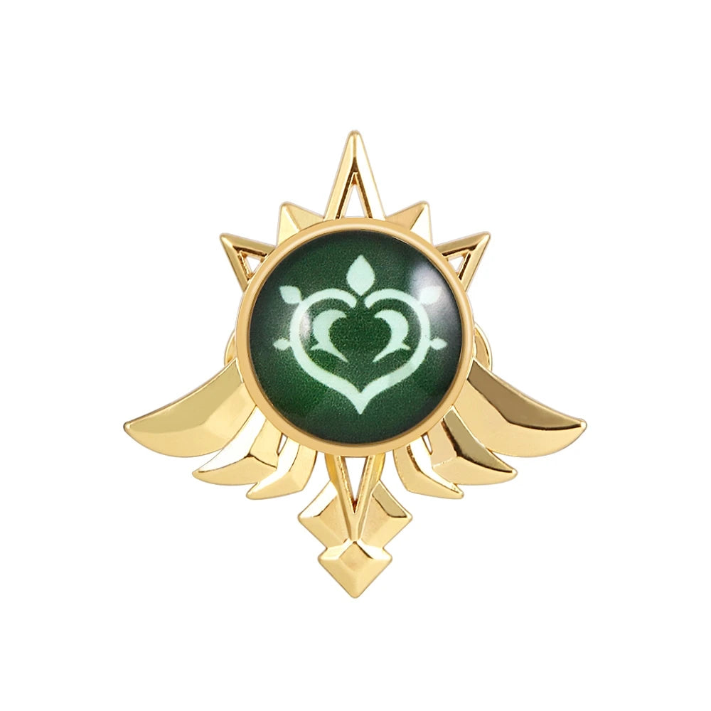 Genshin Impact Metal Brooch Pins - Primogem Xiao Vision Element Badge Cosplay Collectible Jewelry