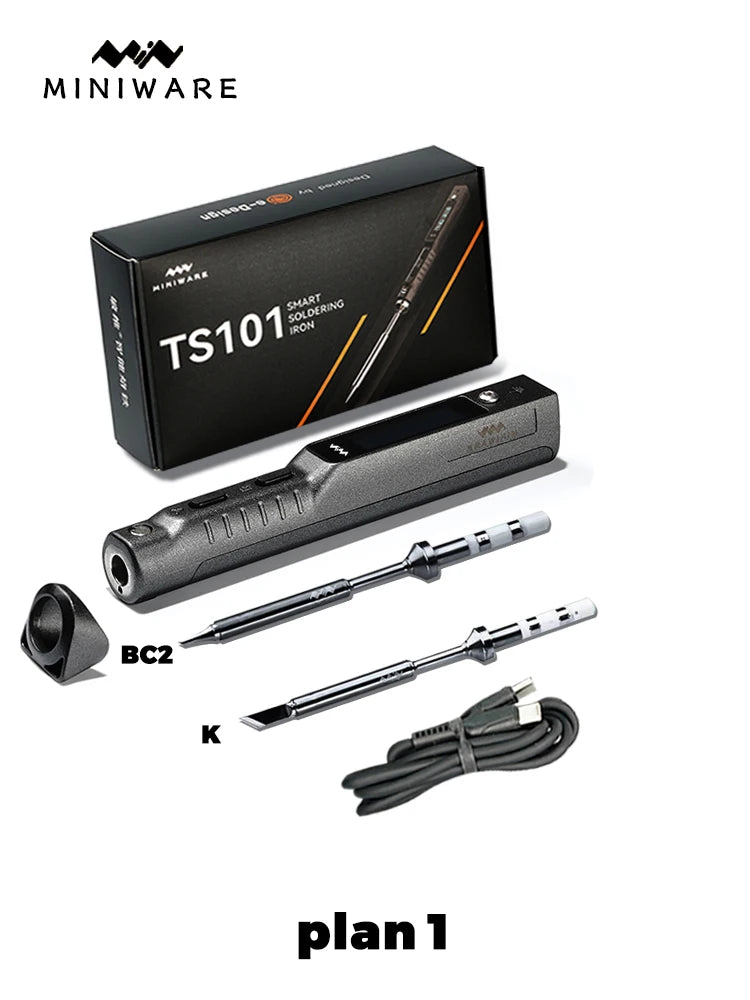 TS101 65W Mini Soldering Iron - Portable Adjustable Temperature LCD with Tip Set Upgrade