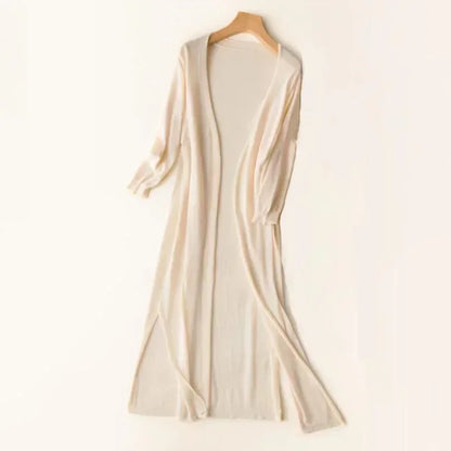 2024 Korean Women's Casual Long Sun Protection Cardigan – Soft, Comfortable, Loose Fit, Solid Color, Free Size Thin Sweater