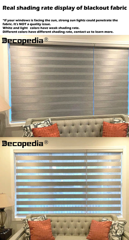 Decopedia Custom Made Zebra Blinds – Motorized Roller Blackout Day & Night Window Blinds for Sliding Doors
