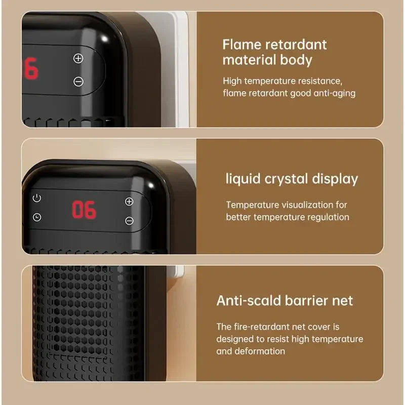 Portable Plug-In Wall Outlet Heater - Compact Electric Space Heater with Remote Control for Bathroom, Bedroom & Home Use