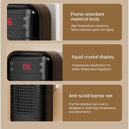 Portable Plug-In Wall Outlet Heater - Compact Electric Space Heater with Remote Control for Bathroom, Bedroom & Home Use