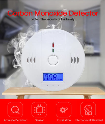 Independent Carbon Monoxide Alarm Detector with 85dB Alarm - High Sensitivity CO Sensor with LCD Photoelectric Display for Home and Hotel