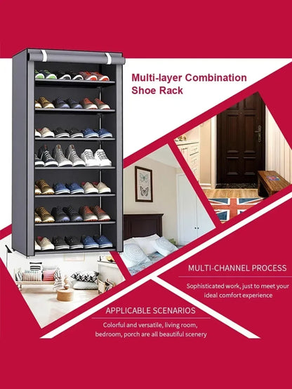 Non-Woven Multi-Layer Shoe Rack – Dormitory Door Cabinet, Space-Saving, Economical, Dustproof Home Storage Box