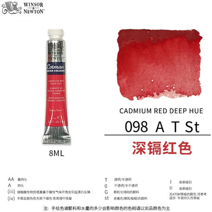 Winsor & Newton Cotman Watercolor Paint Tube 8ml – High Transparency Aquarelle with Excellent Tinting Strength
