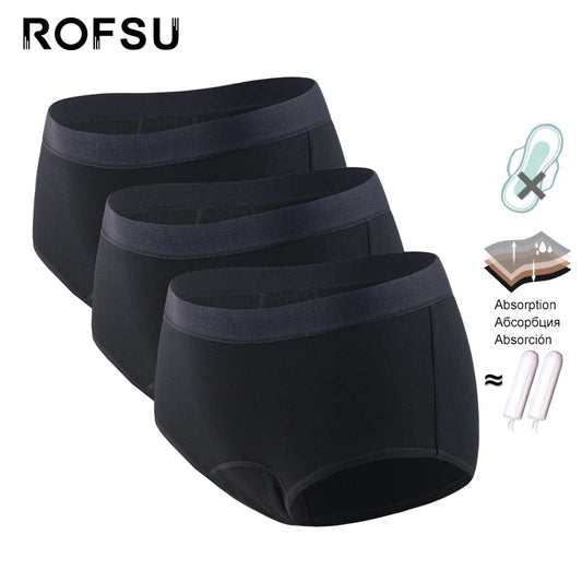 3-Pack Women’s Menstrual Briefs – Bamboo Cotton 4-Layer Absorbent Leakproof Period Underwear