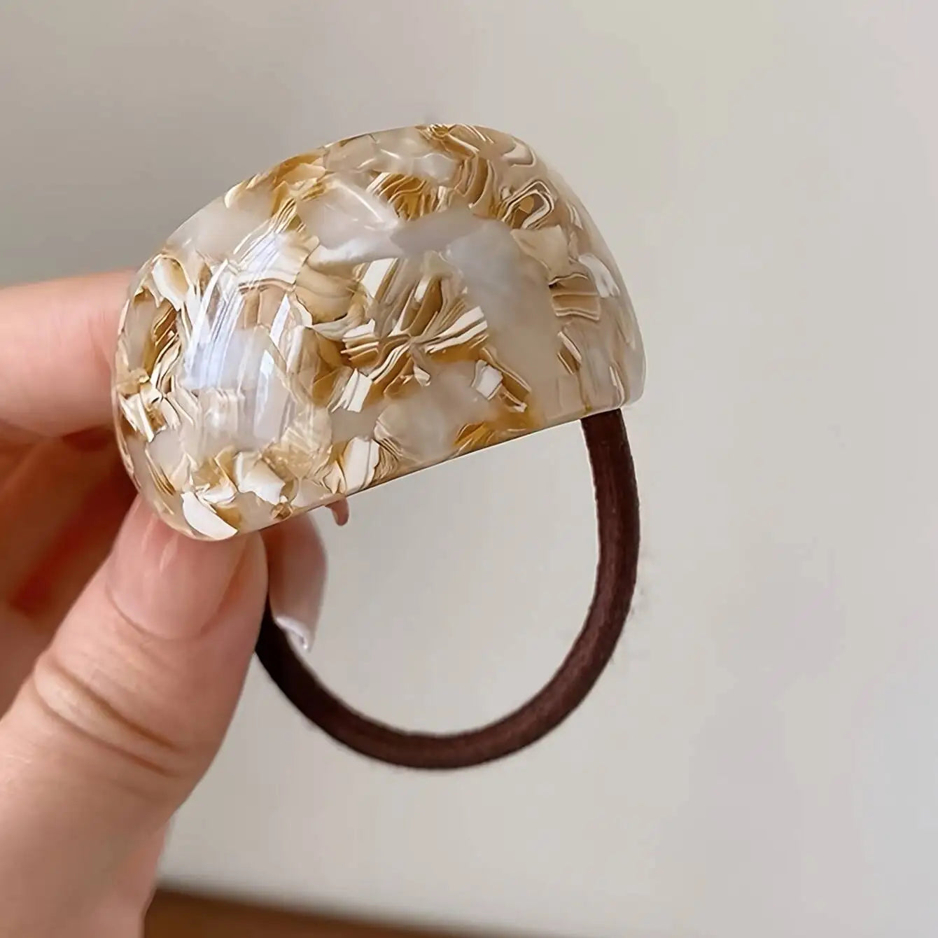 Marble Acetate Hair Tie - Chic Elastic Ponytail Holder for Women and Girls