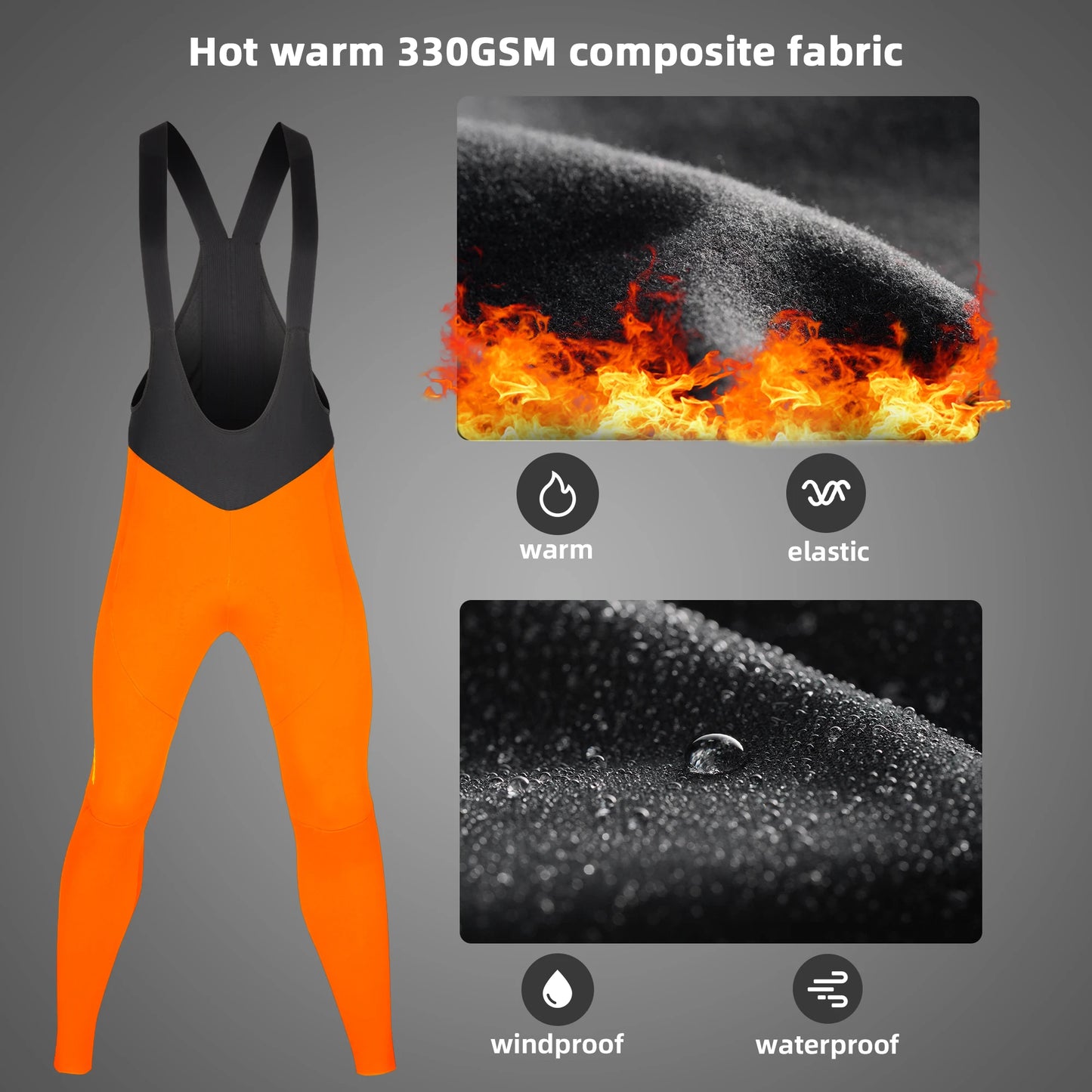 DAREVIE Winter Thermal Cycling Bib Pants – Windproof, Water-Resistant Tights with 120KG/m³ Pad