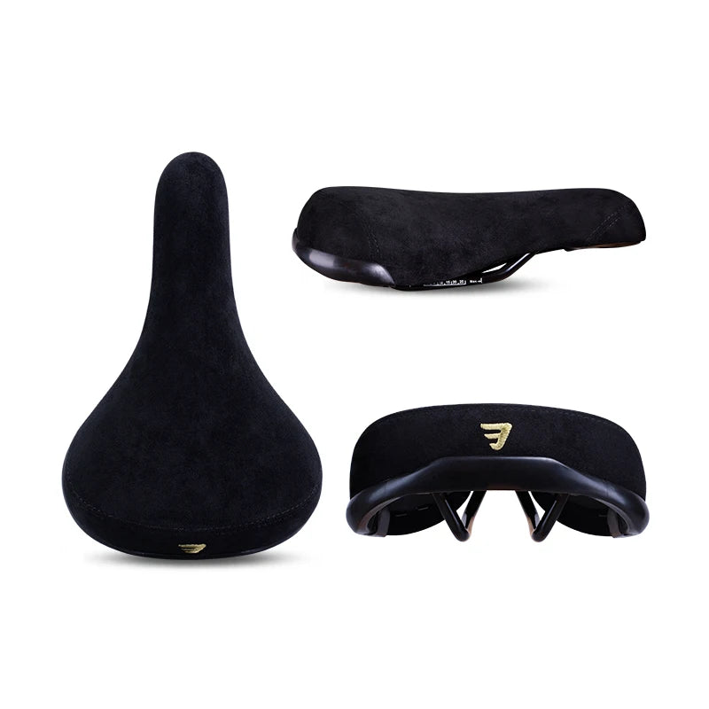 Funsea Bicycle Saddle - Black Wheelie Seat with Embroidered Logo, Flannelette Cover, 8mm Rail for Bikes