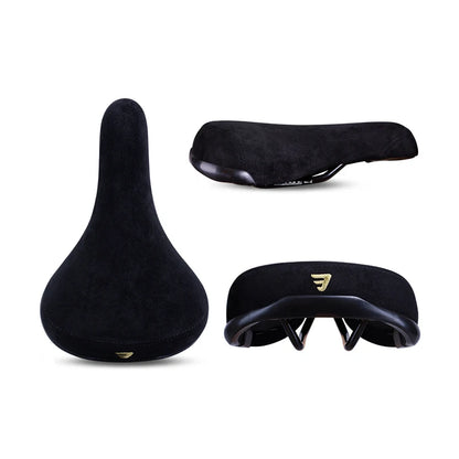 Funsea Bicycle Saddle - Black Wheelie Seat with Embroidered Logo, Flannelette Cover, 8mm Rail for Bikes