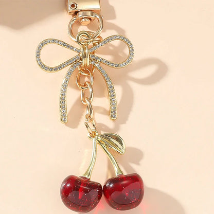 Red Cherry Pendant Keychain – Cute Multifunctional Bag & Car Key Accessory for Women
