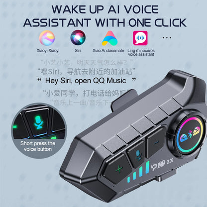 Kebidumei YP10 2X Wireless Bluetooth 5.3 Motorcycle Helmet Intercom – Waterproof Headset with 300m Range Speaker Earphones