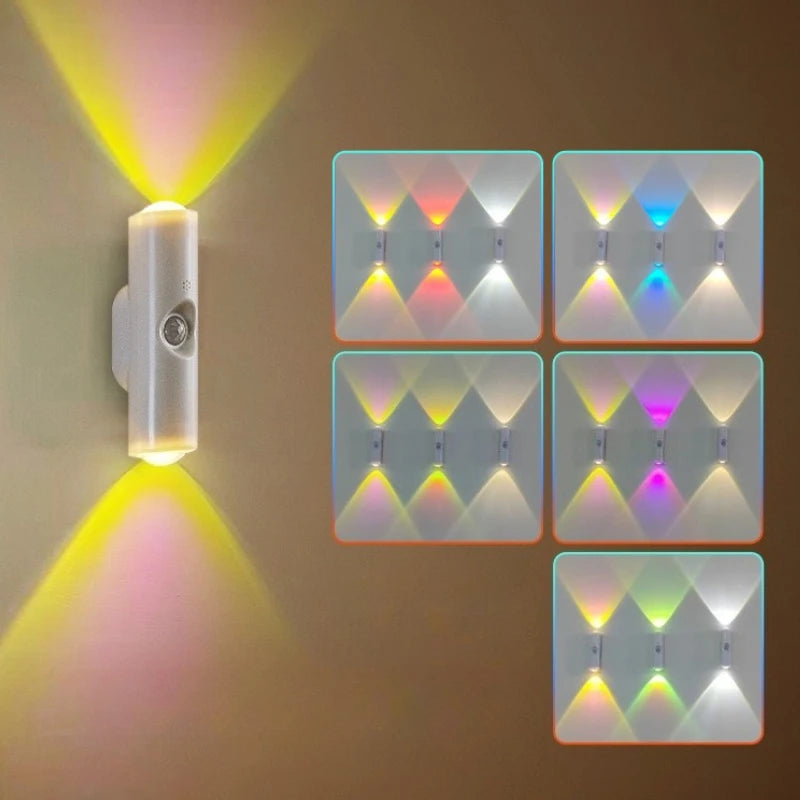 Smart RGB Gradient Night Light - Magnetic Motion Sensor Rechargeable Wall Lamp for Bedroom, Bathroom & Closet