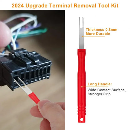 21PCS Car Terminal Removal Tool Set - Red Electrical Connector Pin Extractor Kit for Automotive Wiring Repair