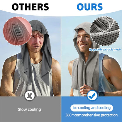 Cooling Hoodie Towel - Instant Evaporative Cooling Head & Neck Towel for Sports and Fitness