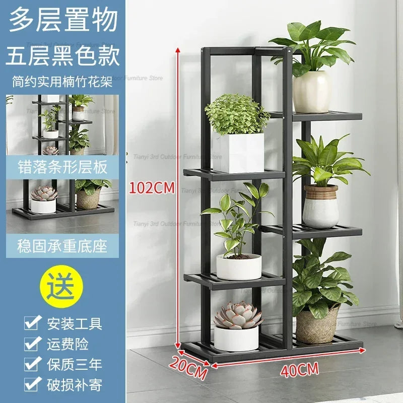 Nordic Wooden Plant Shelves - Indoor Flower Shelf for Living Room, Balcony, Garden Furniture, FYPS