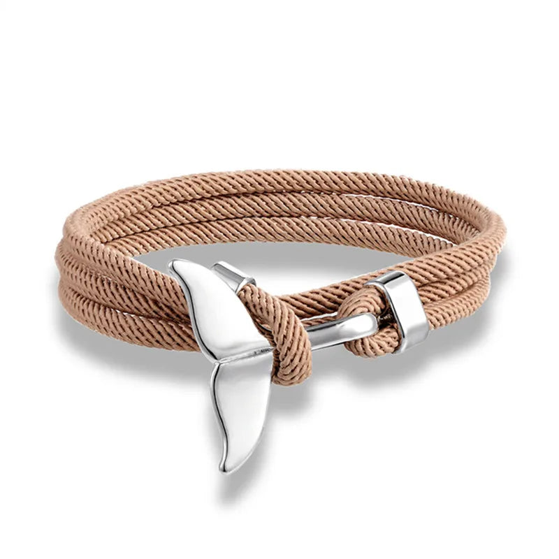 Whale Tail Anchor Bracelet - Adjustable Ocean Style Rope Couple Friendship Jewelry