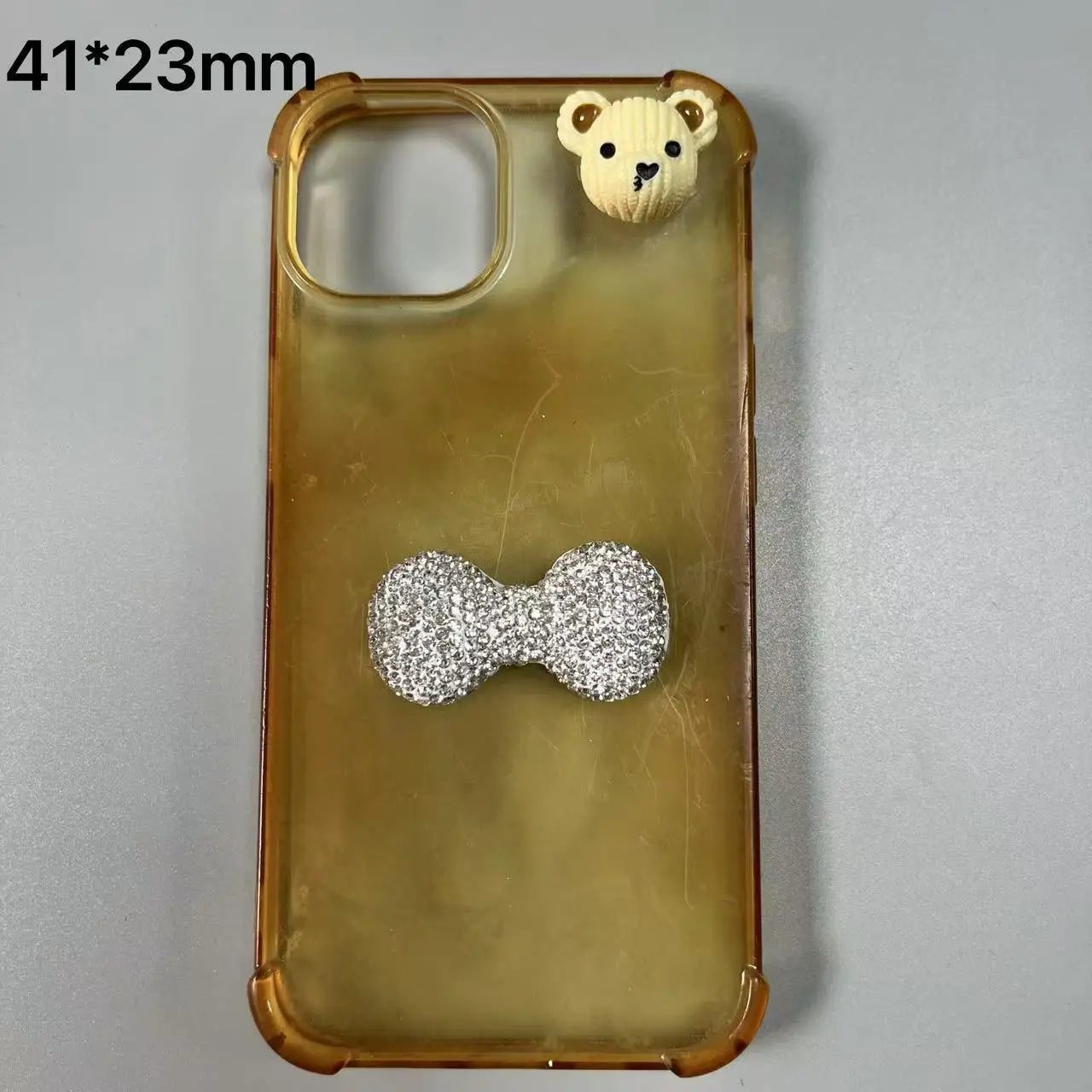 2Pcs Metal Full Diamond Bow Heart Mirror Handbag & Parfum Bottle Phone Case Decoration – Flat Back DIY Craft Accessories