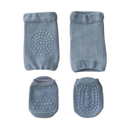 Baby Knee Pads Socks Set – Anti-Slip Crawling Safety Socks for Girls & Boys, Solid Color Leg Protector