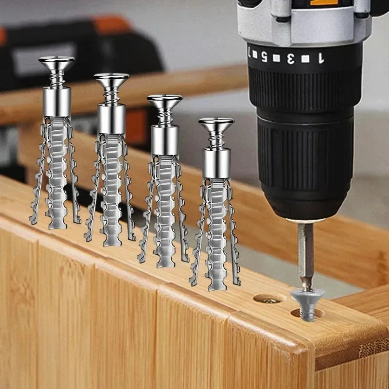 Hollow Wall Expansion Screw Kit - Metal Anchors with Self Tapping Screws for 6/8mm Pipe Drilling & Fastening