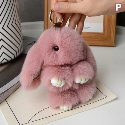 15cm Rabbit Fur Keychain - Fluffy Bag Charm, Car Key Pendant & Gift Accessory for Women