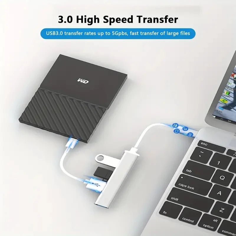 USB 3.0 Hub Extender - 4 Port Splitter Adapter, OTG Docking Station for Phone, MacBook Pro 13/15, Air, PC and Laptop