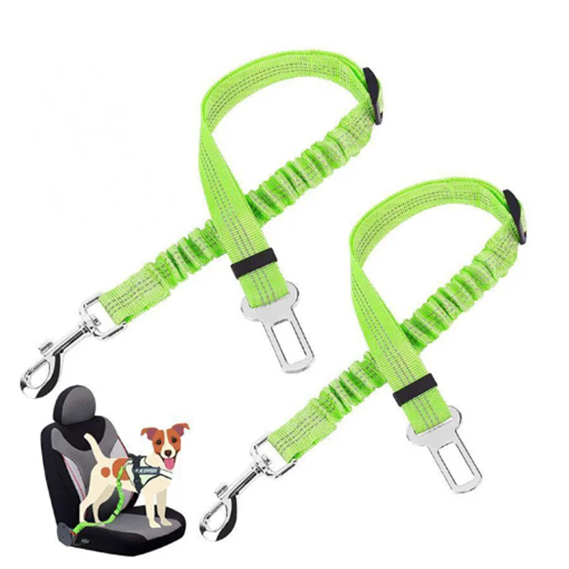 High-Grade Adjustable Dog Car Safety Belt — Shock-Absorbing Damping Strap with Reflective Trim, Universal Fit