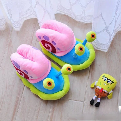 SpongeBob Gary Plush Slippers — Soft Cotton Cartoon Shoes for Boys & Girls, Warm Winter Home Footwear