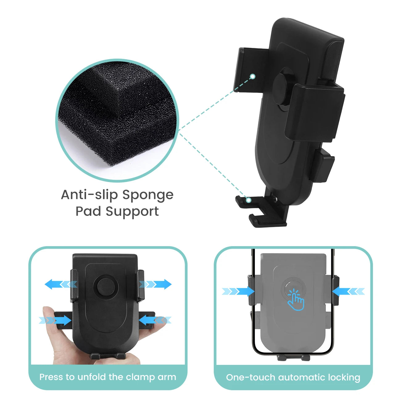 Stroller Phone Holder - 360° Adjustable Handlebar Mount for Shopping Carts and One-Hand Phone Access