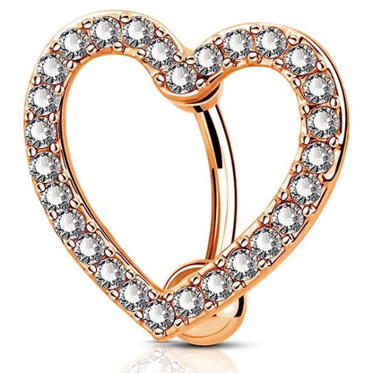 Stainless Steel CZ Belly Button Piercing – Heart & Butterfly Navel Barbell Jewelry for Women Sexy Navel Ring