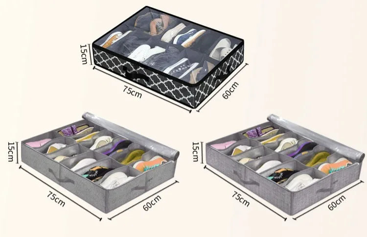 Foldable Under-Bed Shoe Storage Boxes — Closet Organizer Bags for Shoes and Home Storage