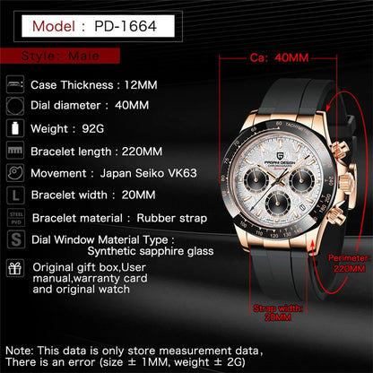 40mm PAGANI DESIGN V2 Men’s Quartz Watch – Sapphire Retro Chronograph Stainless Steel Waterproof